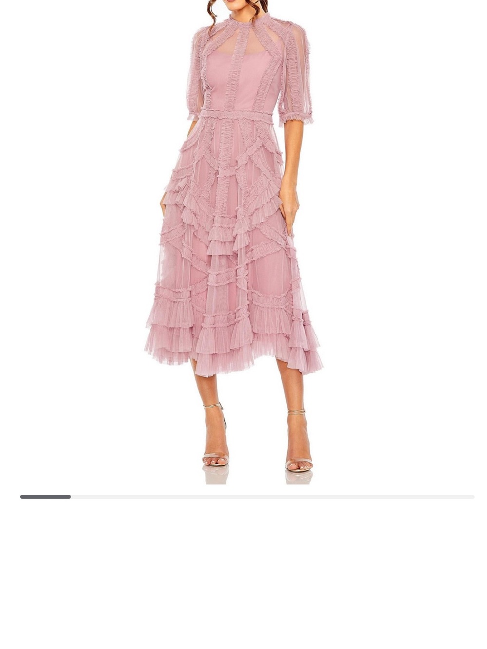Mac Duggal Dusty Rose Ruffle Midi Dress